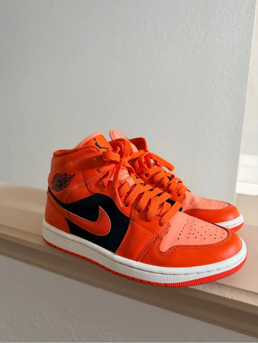 Nike Air Jordan 1 Orange and Black High-Top Sneakers
